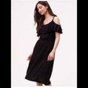 LOFT Ruffle Cold-Shoulder Dress